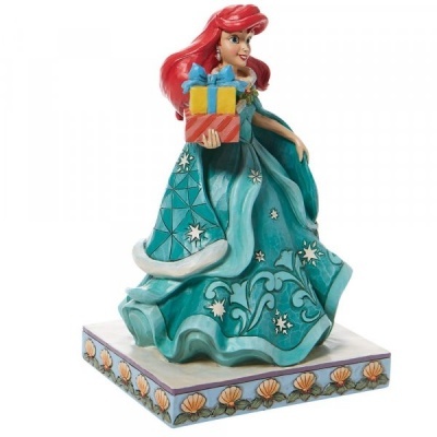 Figurina da Ariel da Disney com vestido azul e presentes