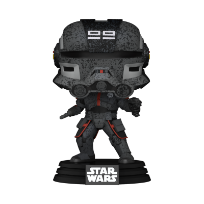 Figura Star Wars estilizada com capacete e armadura cinzenta e preta