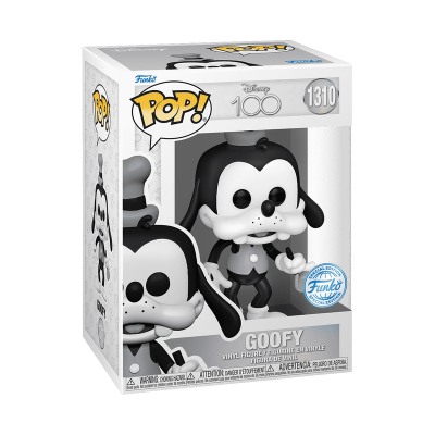 Figurine Funko Pop! Goofy preto e branco na caixa