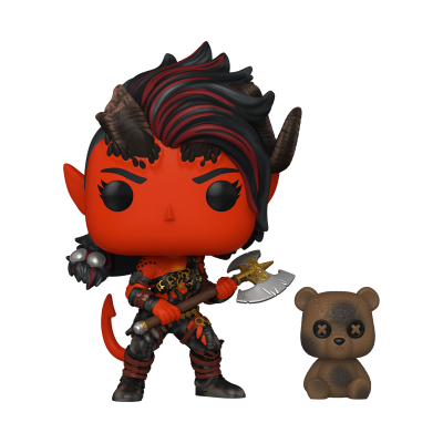 Figura Funko Pop de personagem demoníaco com machado e urso