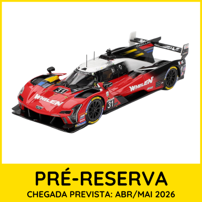 Miniatura de carro de corrida vermelha, preta e branca com o texto WHELEN e número 31