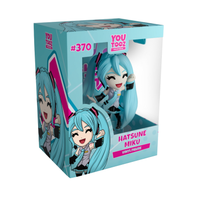 Boneca de vinil Hatsune Miku na embalagem azul da marca YOOTOOZ