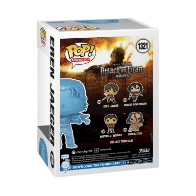 Caixa Funko Pop Animation Attack on Titan Eren Jaeger azul translúcido