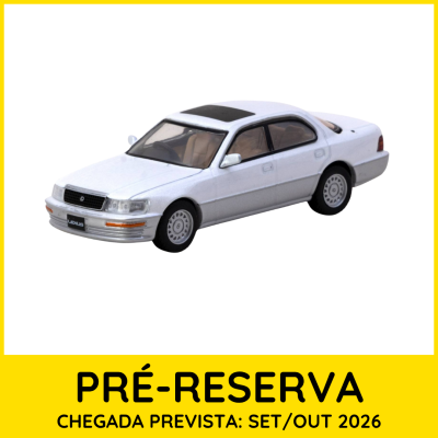 Modelo de carro Lexus sedan branco com texto de pré-reserva