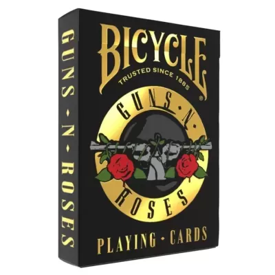 Baralho Bicycle Guns N Roses preto com dourado e rosas vermelhas