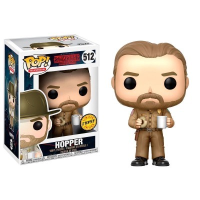 Figura Funko Pop da personagem Hopper da série Stranger Things com embalagem