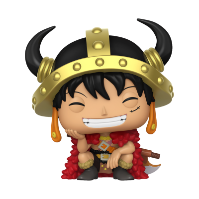 Figura de vinil Funko Pop com capacete de chifres e casaco vermelho