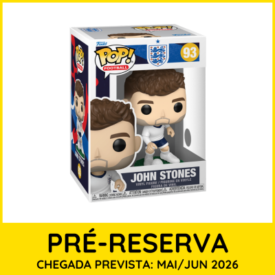 Boneco Funko Pop! John Stones em caixa com uniforme de futebol