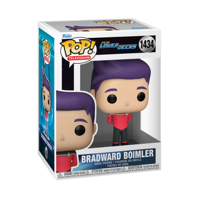 Funko Pop! Bradward Boimler de Star Trek Lower Decks na embalagem.