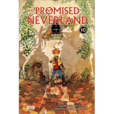 Capa da banda desenhada The Promised Neverland volume 10 com ilustração de rapaz ruivo e plantas