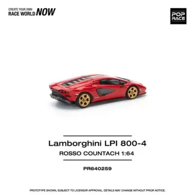 Miniatura de Lamborghini LPI 800-4 vermelha com rodas douradas 1:64
