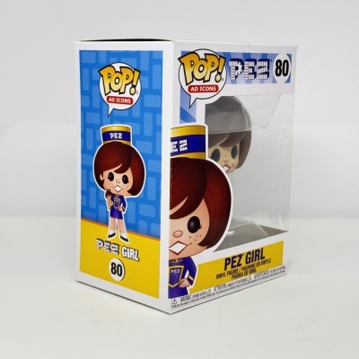 Caixa Funko Pop! PEZ Girl número 80 com janela transparente e ilustração da boneca