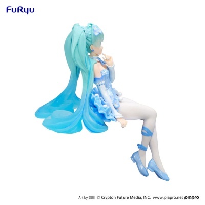 Figura colecionável de Hatsune Miku com vestido azul e cabelo azul longo