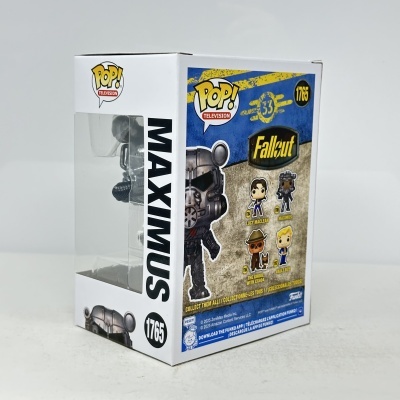 Caixa de brinquedo Funko Pop! Fallout com figura visível e texto na embalagem.