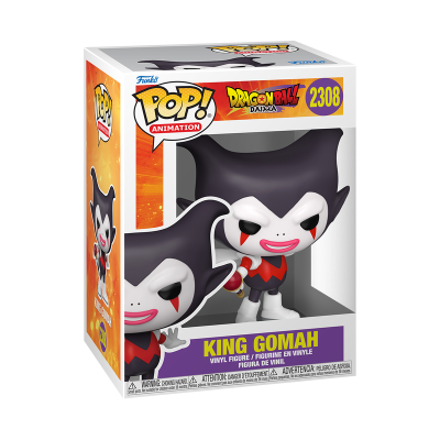 Figura Funko Pop King Gomah Dragon Ball Daima dentro de caixa com fundo laranja