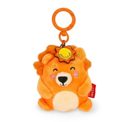 Peluches chaveiro de leão laranja com chaveiro e etiqueta