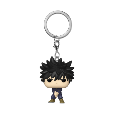 Chaveiro Funko Pop personagem cabelo preto espigado roupa azul escura botas castanhas