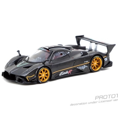 Miniatura de carro desportivo preto com rodas douradas