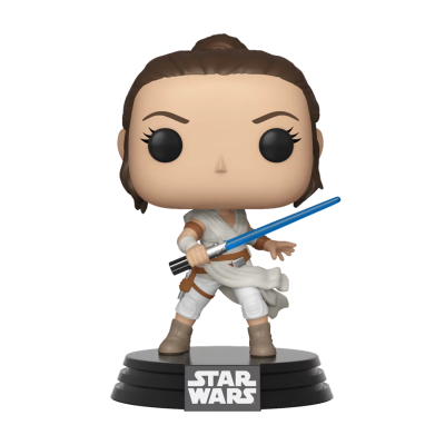 Figura Funko Pop Rey com sabre de luz azul da Star Wars