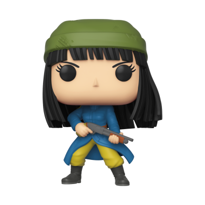 Figura Funko Pop com chapéu verde e casaco azul segurando uma arma