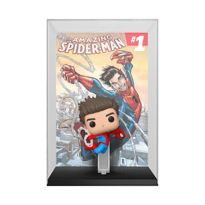 Figura Funko Pop do Homem-Aranha na embalagem com ilustração The Amazing Spider-Man #1