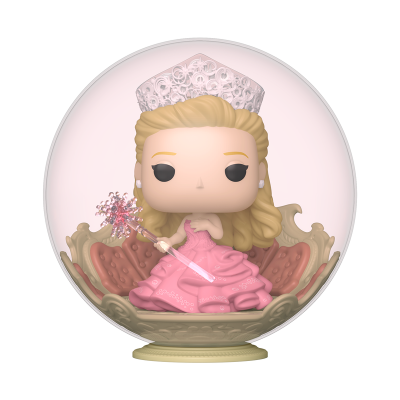 Figura Funko Pop de princesa loira com vestido rosa e coroa branca numa esfera de vidro