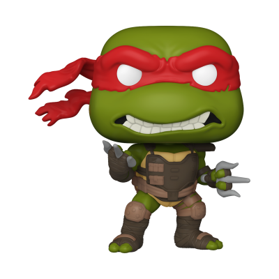 Figura de tartaruga ninja verde com máscara vermelha e equipamentos táticos