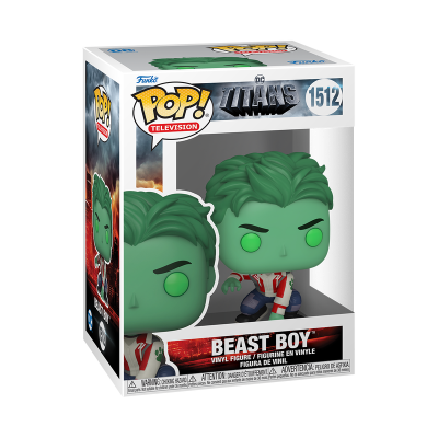 Funko Pop Beast Boy da DC Titans em caixa com janela