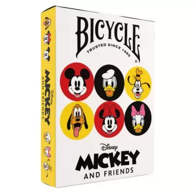 Caixa de baralho Bicycle Mickey and Friends com personagens Disney em círculos coloridos