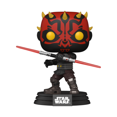 Figura Funko Pop Darth Maul de Star Wars com sabre de luz vermelho em base preta