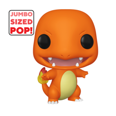 Figura Funko Pop Charmeleon laranja com barriga amarela e olhos grandes pretos