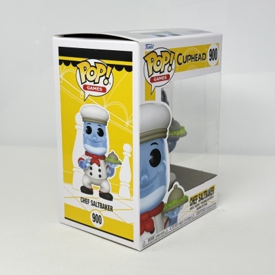 Figura Funko Pop! Games Chef Saltbaker número 900 em embalagem amarela e branca com tampa plástica