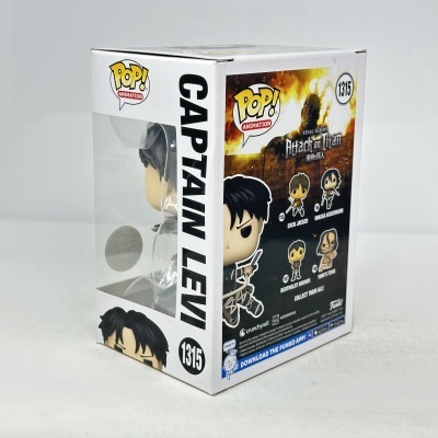 Embalagem Funko Pop! Animation do anime Attack on Titan com personagem parcialmente visível