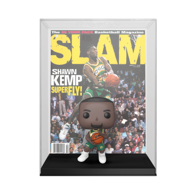 Figura colecionável de jogador de basquetebol e capa da revista SLAM com Shawn Kemp