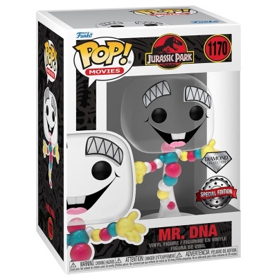Figura Funko Pop! Mr. DNA Jurassic Park número 1170 em caixa com janela