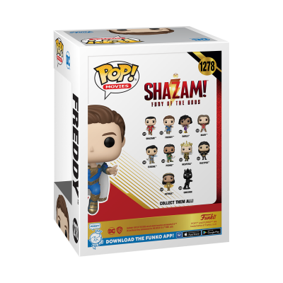 Caixa Funko Pop! Movies Shazam! Fury of the Gods número 1278 com boneco Freddy e outras figuras