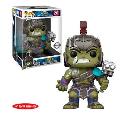 Figura Funko Pop Hulk Thor Ragnarok com armadura e capacete segurando martelo