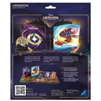 Embalagem do LOREBOOK CARD PORTFOLIO Disney Lorcana com imagens de cartas e texto
