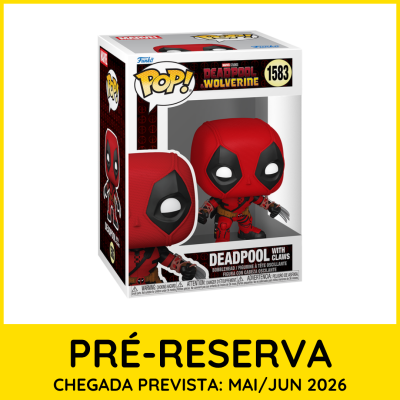 Figura Funko Pop! Deadpool com garras em caixa branca e vermelha