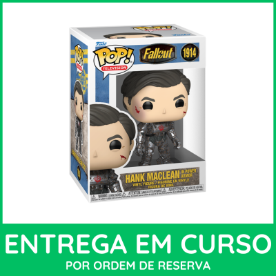 Funko Pop Fallout Hank MacLean em armadura de poder na caixa