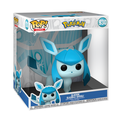 Figura Funko Pop Glaceon Pokémon azul na embalagem