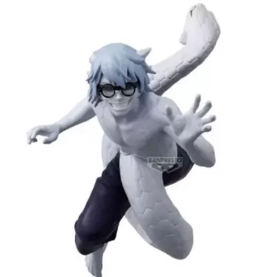 Figura colecionável de personagem com cobra branca e óculos