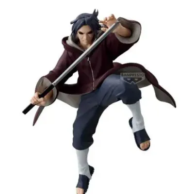 Figura de ação de personagem com espada e capa castanha