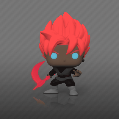 Figura de ação Funko Pop com cabelo vermelho fluorescente e arma vermelha