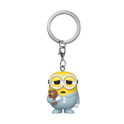 Porta-chaves Minion a segurar ursinho castanho com pijama azul
