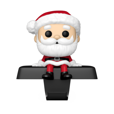 Figura decorativa de Pai Natal de plástico com base preta e clip