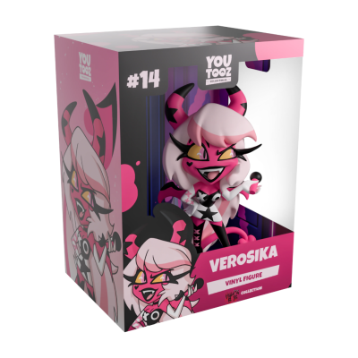 Figura de vinil Verosika em embalagem rosa, roxa e preta