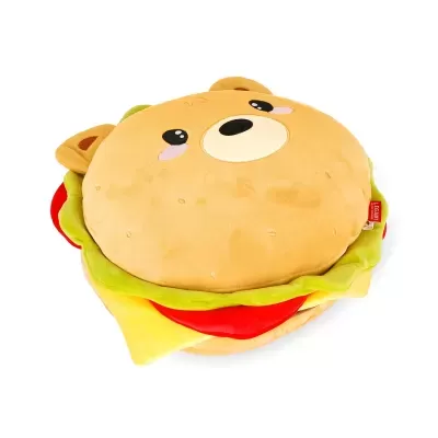 Almofada sanduíche com rosto de urso em tecido macio e várias cores