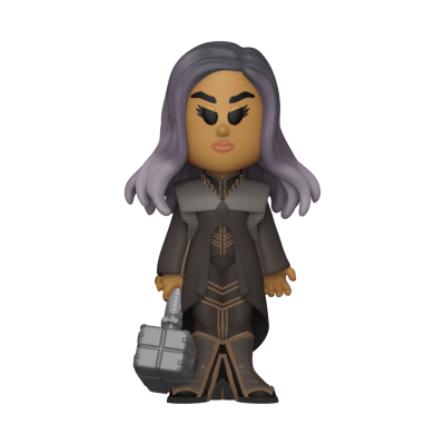 Figura colecionável de personagem feminina com martelo cinzento