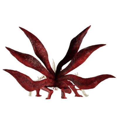 Figura de ação vermelha com nove caudas e pernas musculosas